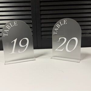Clear Table Number Signs (1-20)